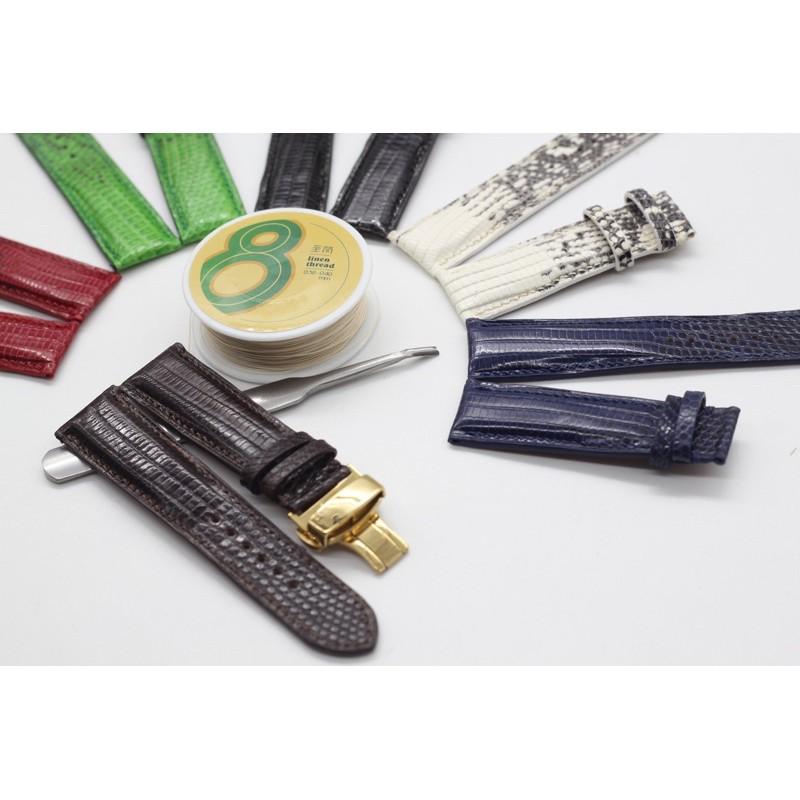 Dây Da Kỳ Đà,Dây Da Đồng Hồ May Tay Handmade Kèm Khóa Bướm Gập.BH 6 Tháng,