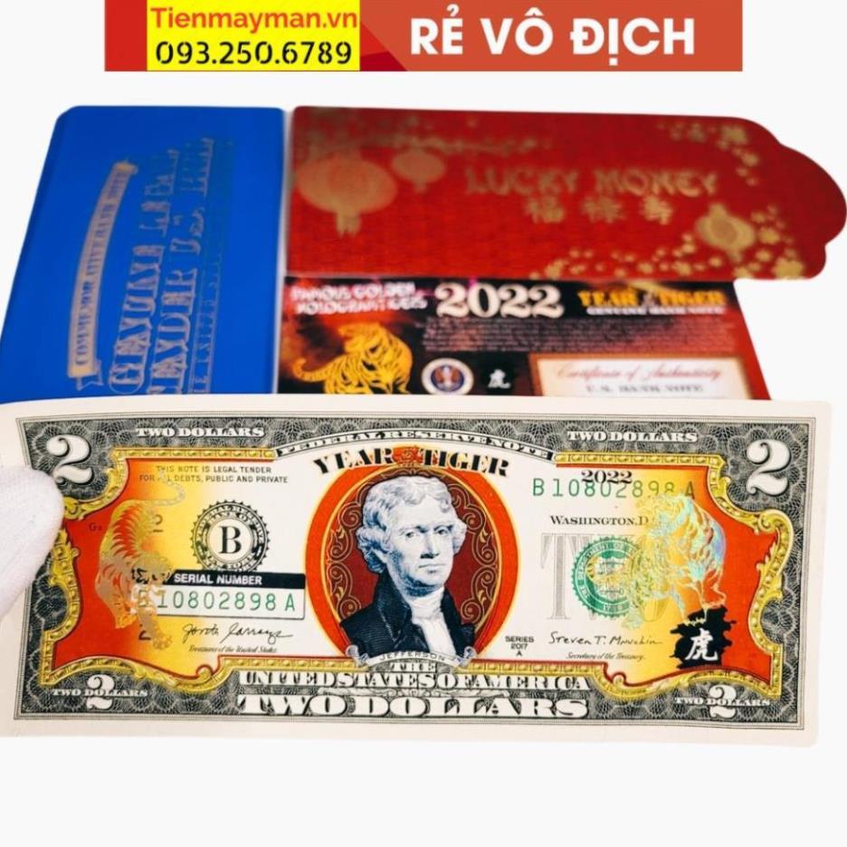 Tiền 2 USD Hình Con Hổ Vàng Kỷ Niệm Tết 2022 - In Hình Ông Cọp Vàng Kỷ Niệm Năm Nhân Dần