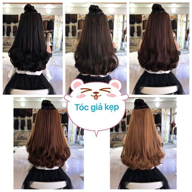 Tóc giả nữ kẹp    kẹp xoăn đuôi 55cm k55