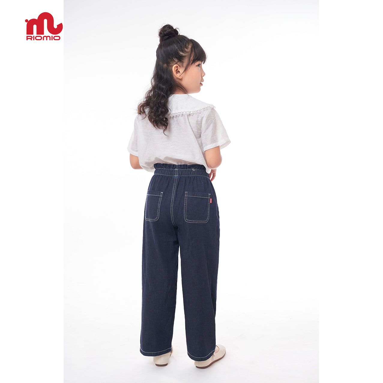 Quần jean cho bé gái ống rộng đi học đi chơi RIOMIO size 18-40kg 100% cotton jean USA - RO226