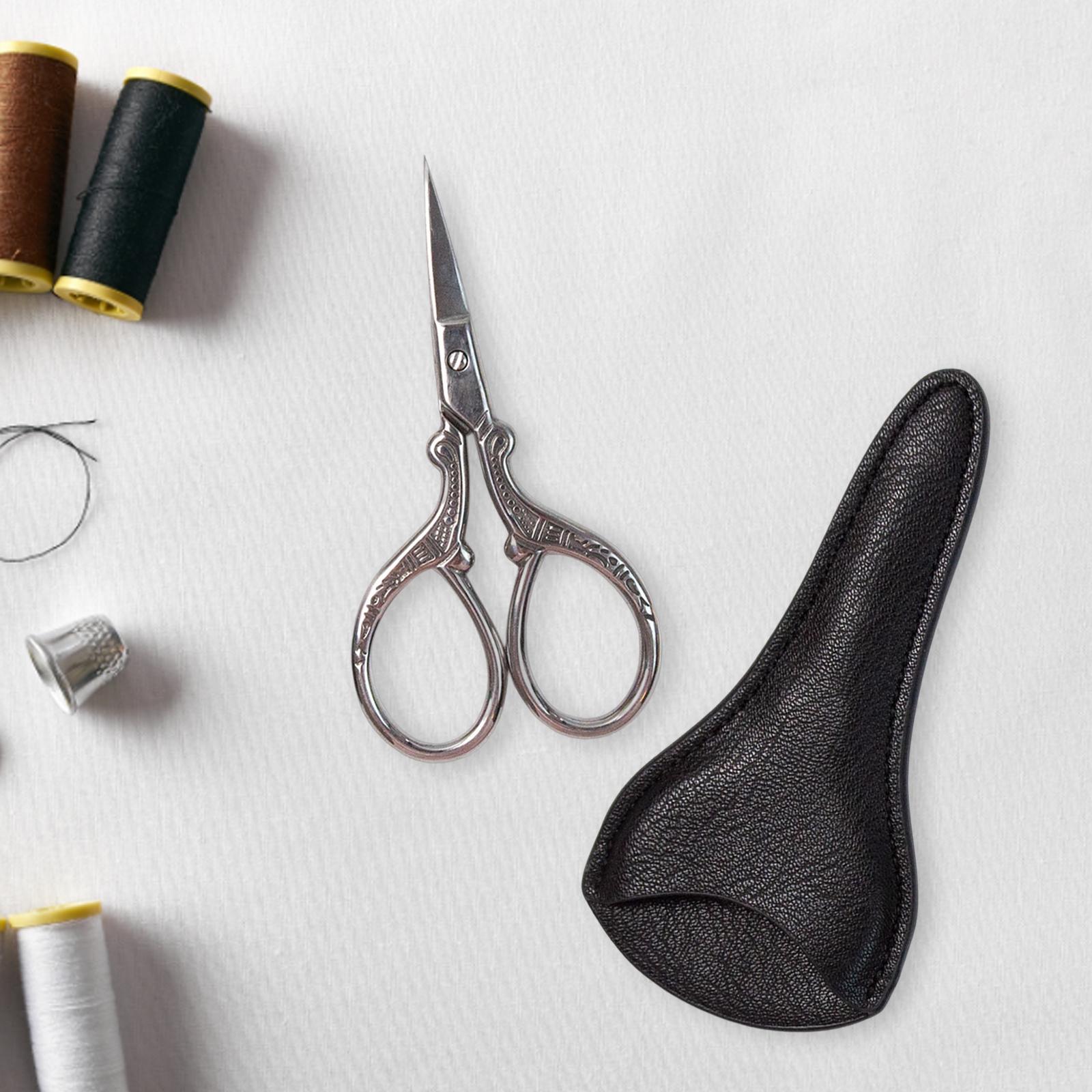 Embroidery Scissors with PU Leather Cover for Quilting Crafts Needlework