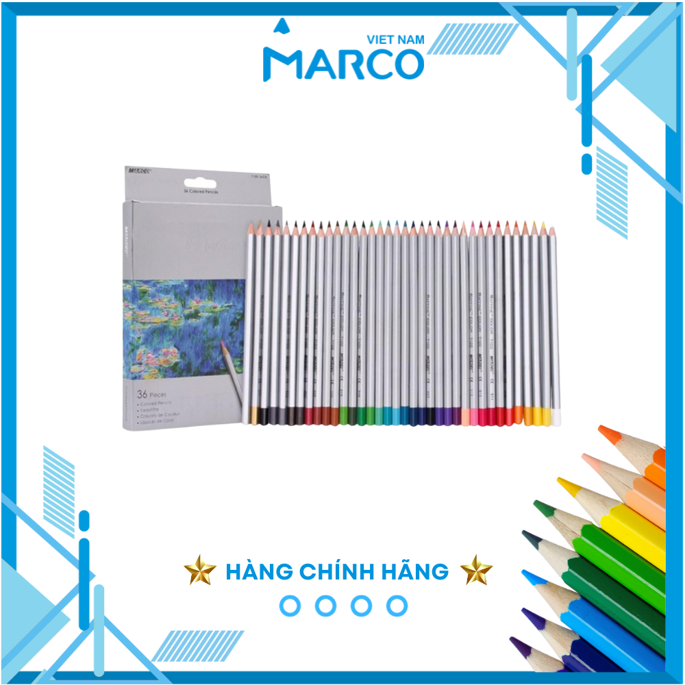 Hộp Bút Chì Màu Cao Cấp Marco Raffine 7100 - 12/24/36 Màu - Hộp Giấy - Nhiều Màu Đậm Vẽ Tranh Tô Màu