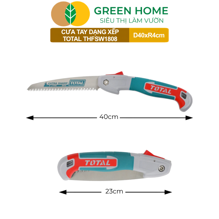 Cưa Tay Dạng Xếp Total THFSW1808 GreenHome, Lưỡi Thép SK5 180mm, Răng Cưa 3 Cạnh, Bền Bỉ, Gấp Gọn
