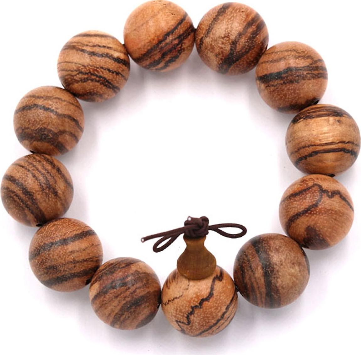 Vòng tay nam nữ gỗ đàn hương da báo đính gỗ hình trụ 15-18- 20 ly