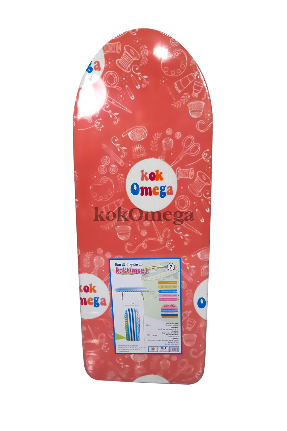 Bàn Để Ủi Quần Áo Kiểu Ngồi Lót Ván KokOmega BU-07 37 x 100 Cm (Họa Tiết Ngẫu Nhiên)