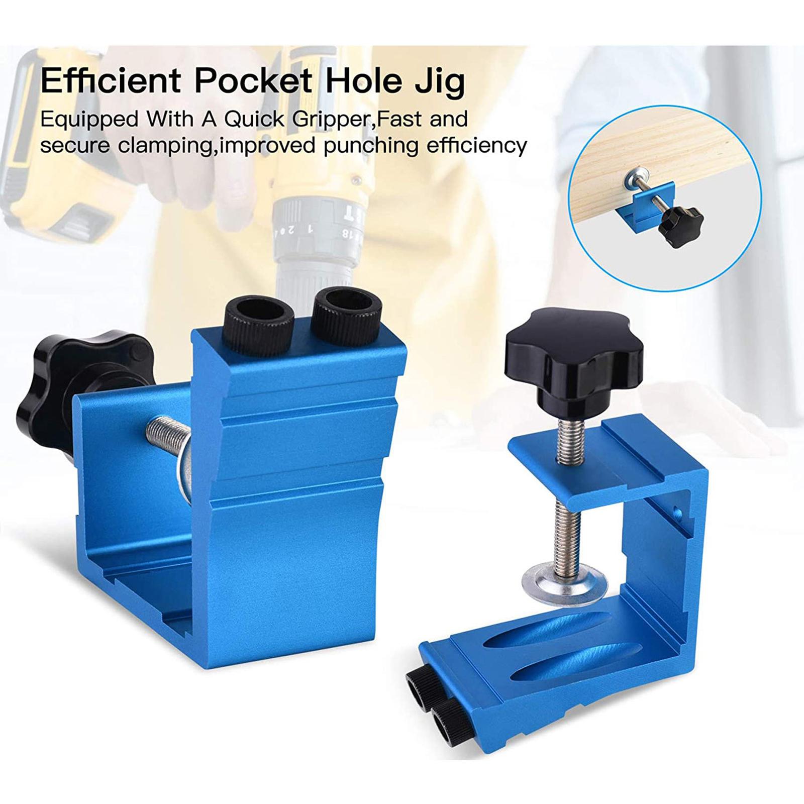 Carpenters 15 Degree Pocket Hole Jig Kit Dowel Oblique Drill Wood Tool Woodworking Locator