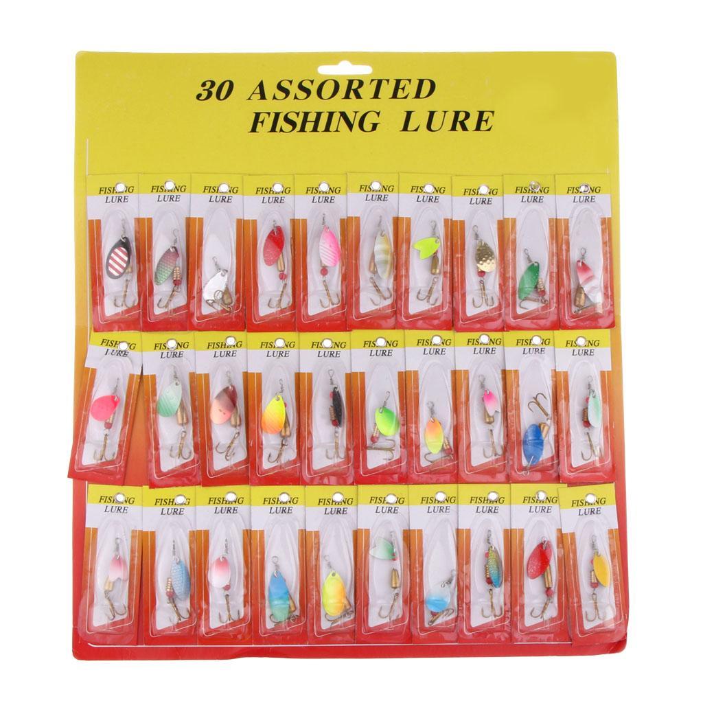 30pcs Colorful Metal Spinners Baits Bass Crankbaits Spoon Fishing Lures
