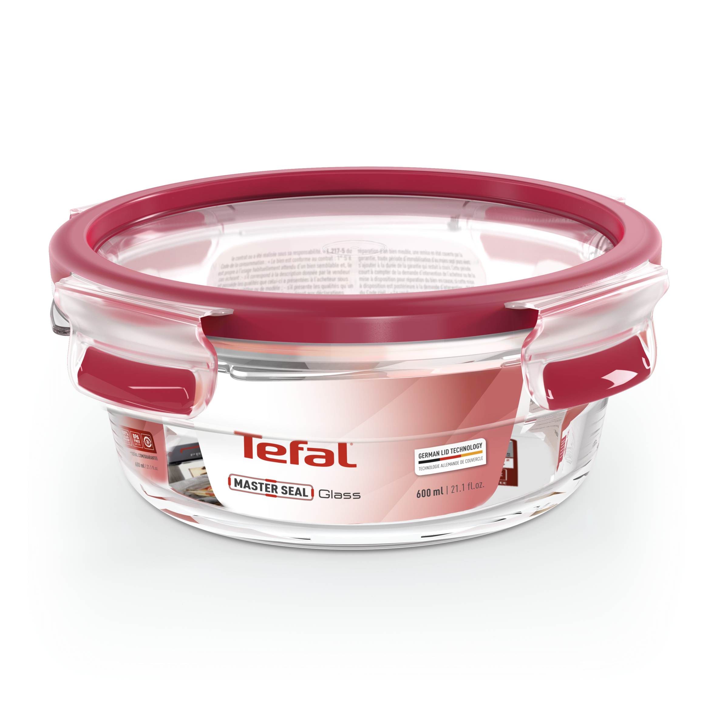 Bộ 2 hộp bảo quản thực phẩm thủy tinh Tefal Masterseal Glass (550ml, 600ml) - Hàng chính hãng