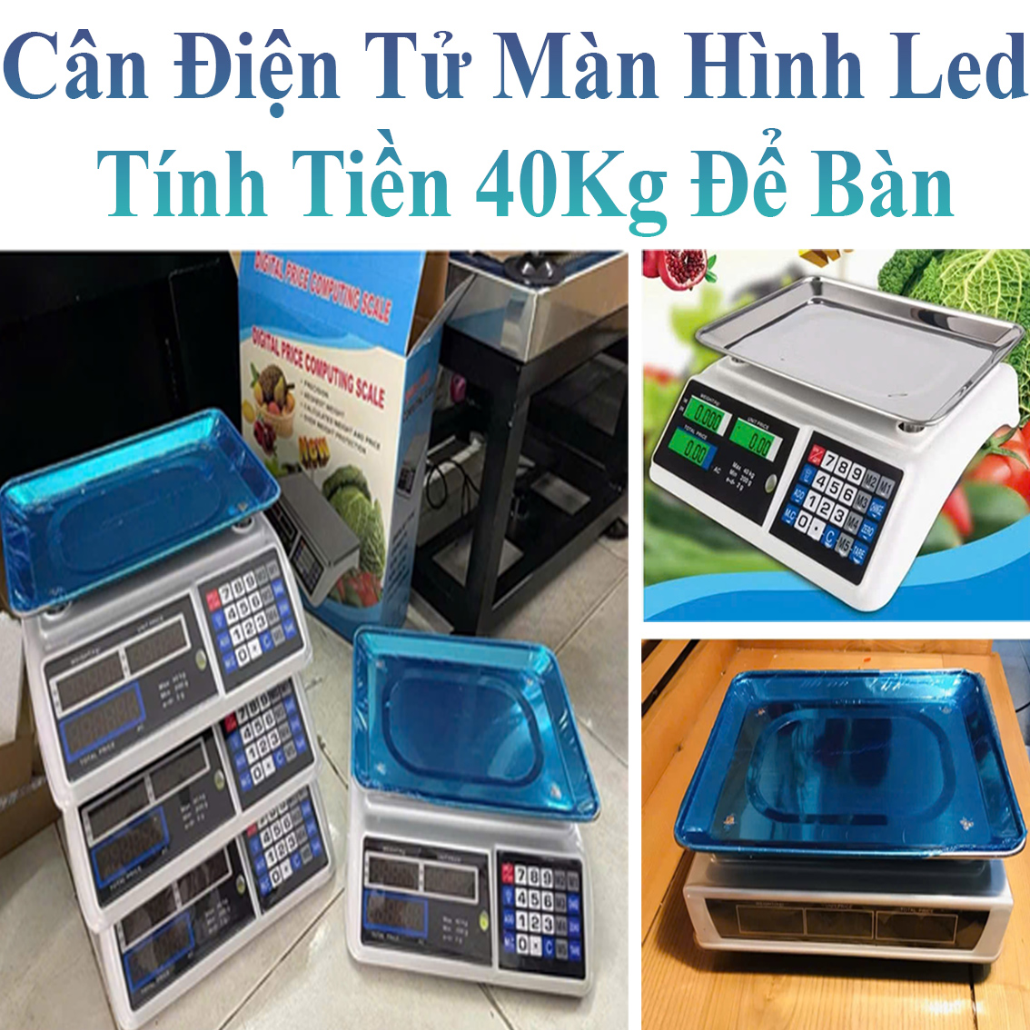 Cân Điện Tử Tính Tiền Màn Hình Led 2 Mặt Tải Trọng 40Kg Để Bàn Tiện Lợi