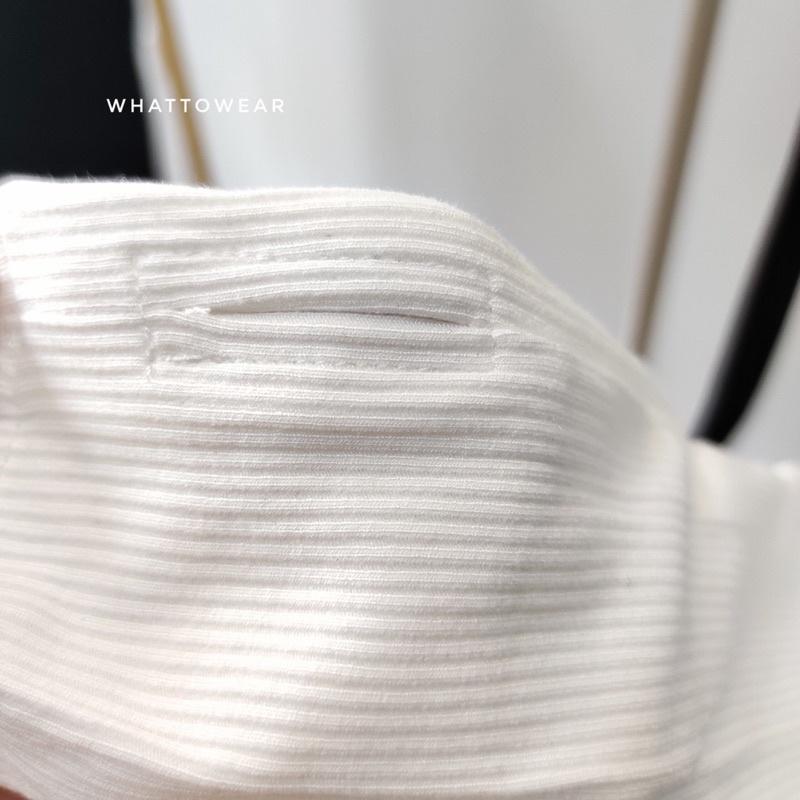Áo croptop tay dài xỏ ngón thun gân 4 chiều dày mịn cài nút vạt bầu