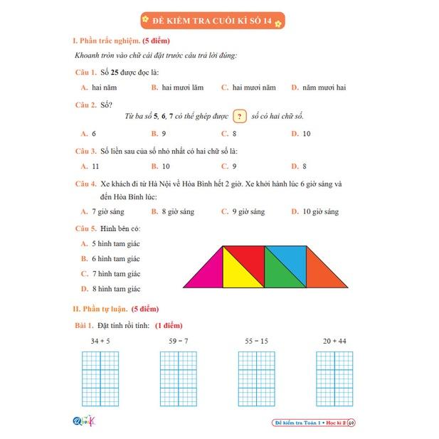 Sách - Combo Đề Kiểm Tra Lớp 1 Cả Năm - Toán và Tiếng Việt Cánh Diều (4 quyển)