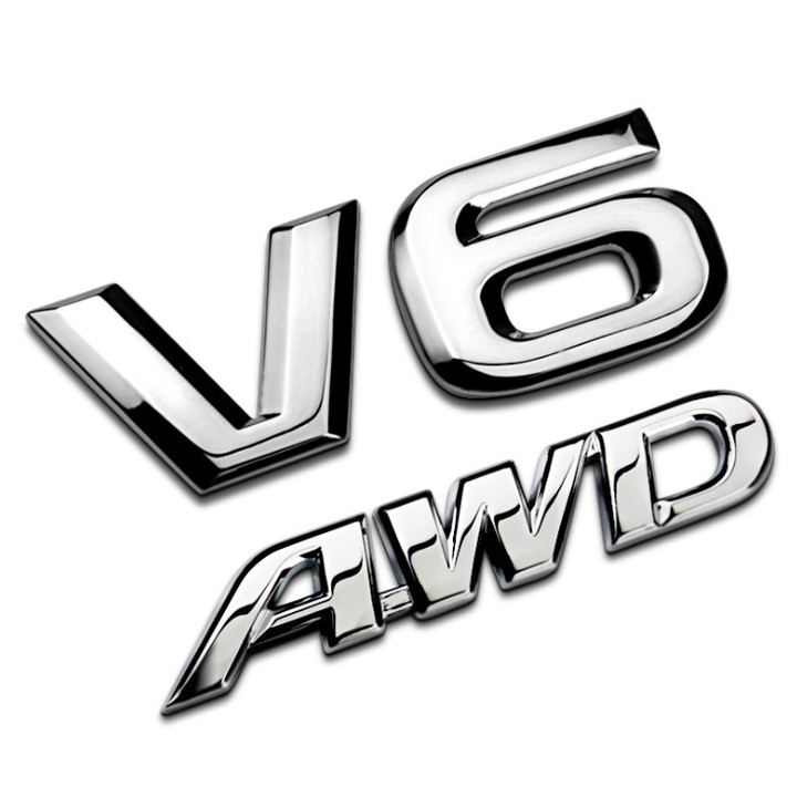 Decal tem chữ AWD inox dán trang trí ô tô, xe hơi G40108