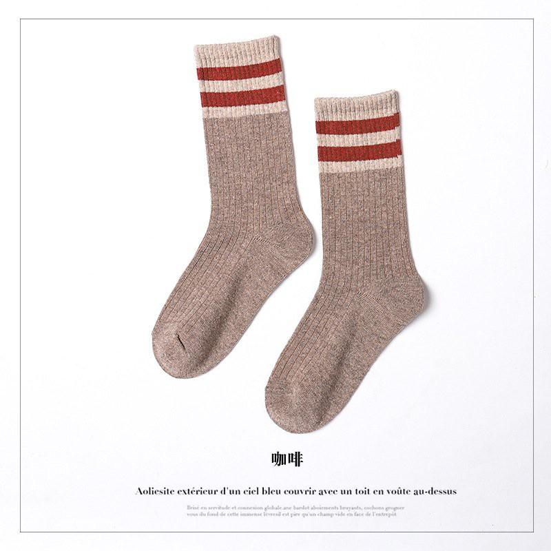 Tất cao cổ, tất nhún cổ viền sọc dệt kim nhiều màu sắc cực xinh T/144