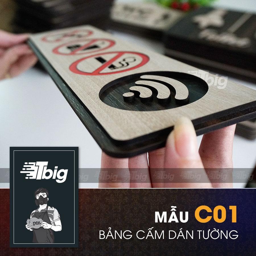 Biển báo cấm thú cưng, cấm hút thuốc, cấm không cho mang đồ ăn bên ngoài vào, free wifi