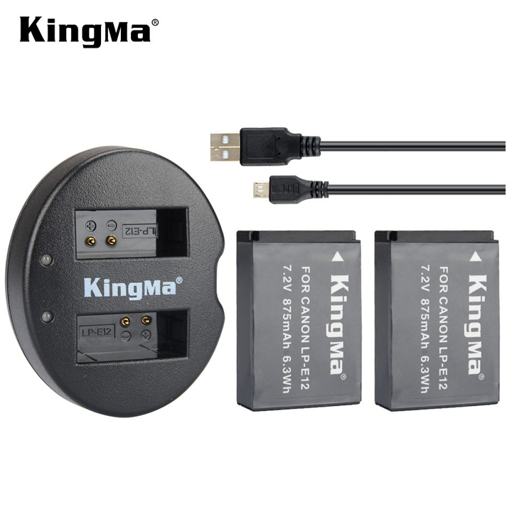 Bộ 2 pin và sạc đôi KingMa LP-E12 cho Canon M10 100D M2 - Hàng chính hãng