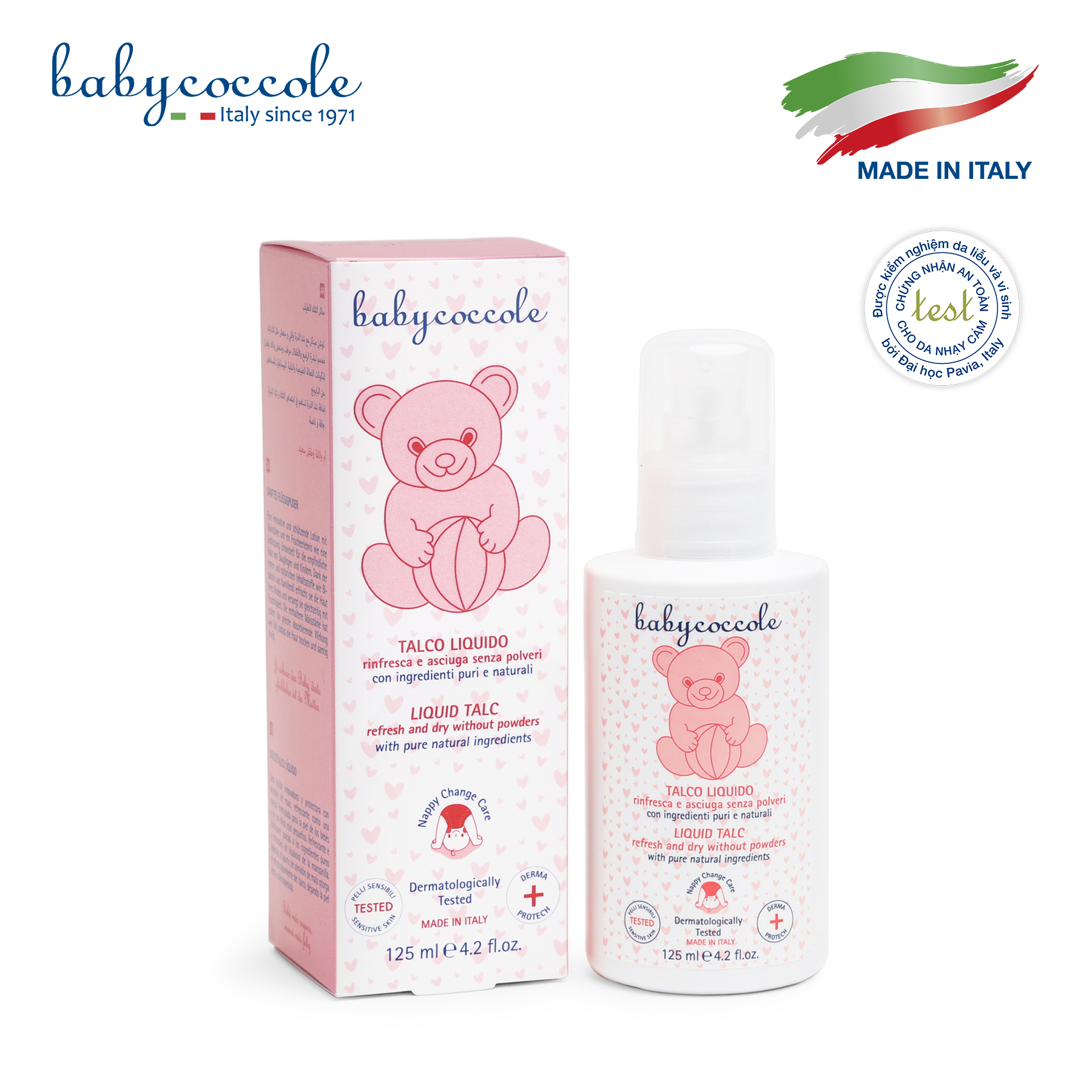 Phấn rôm nước với tinh bột bắp Babycoccole 125ml 0M+