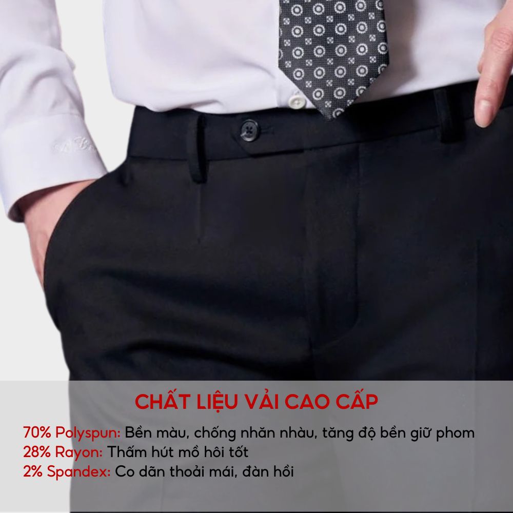 Quần Âu Nam Cao Cấp Biluxury Black Standard 6QAUB003DEN