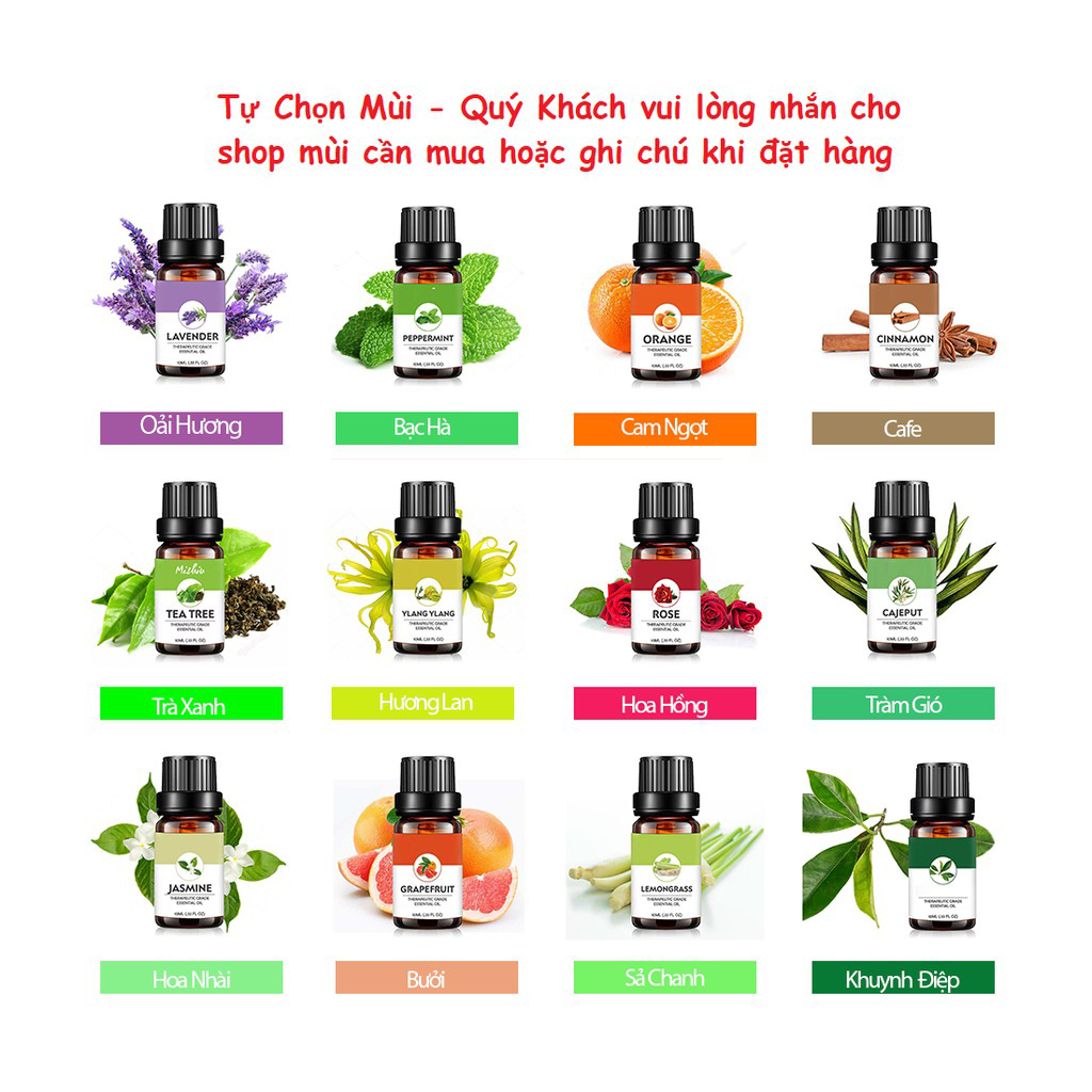Tinh dầu xông phòng dành cho máy tạo ẩm, phun sương...dung tích 10ml