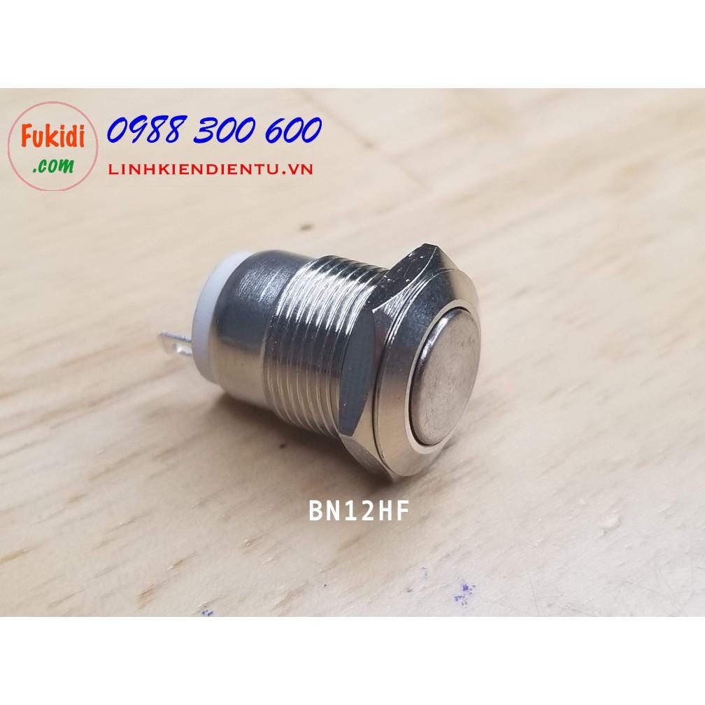 Nút nhấn vỏ kim loại, phi 12mm, chống thấm nước