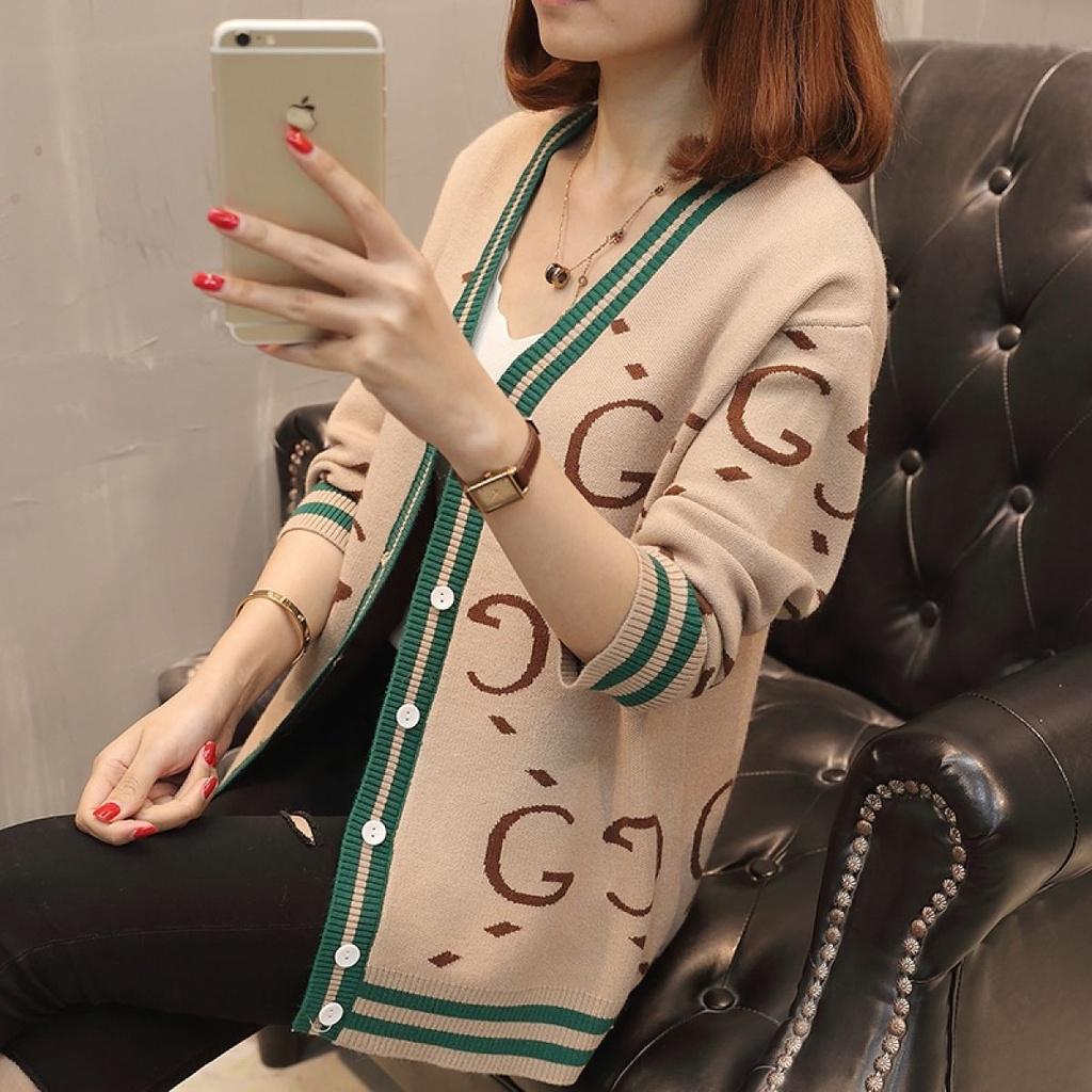 Áo Khoác Len Cardigan Nữ - Áo Khoác Len Phối Màu Mẫu Mới 2021