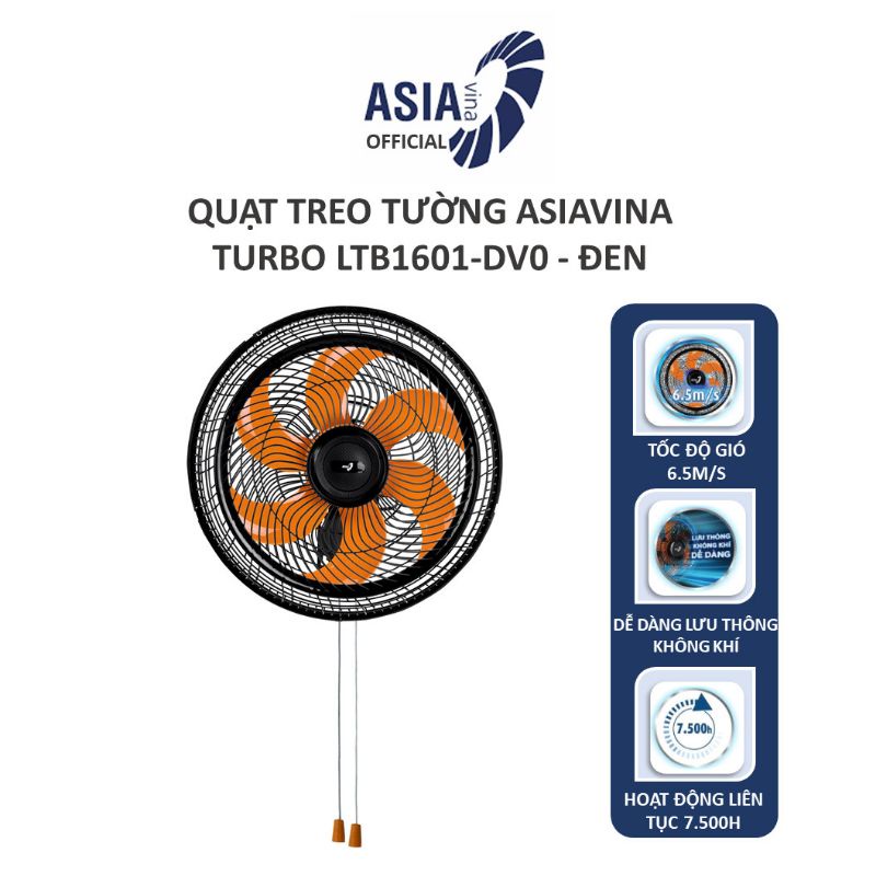 Quạt treo tường Asia Turbo LTB1601 2 dây công suất 80W - Hàng chính hãng