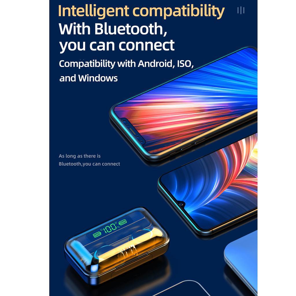 5.0 Earphones 9D Stereo Sports LED hands- earplugs