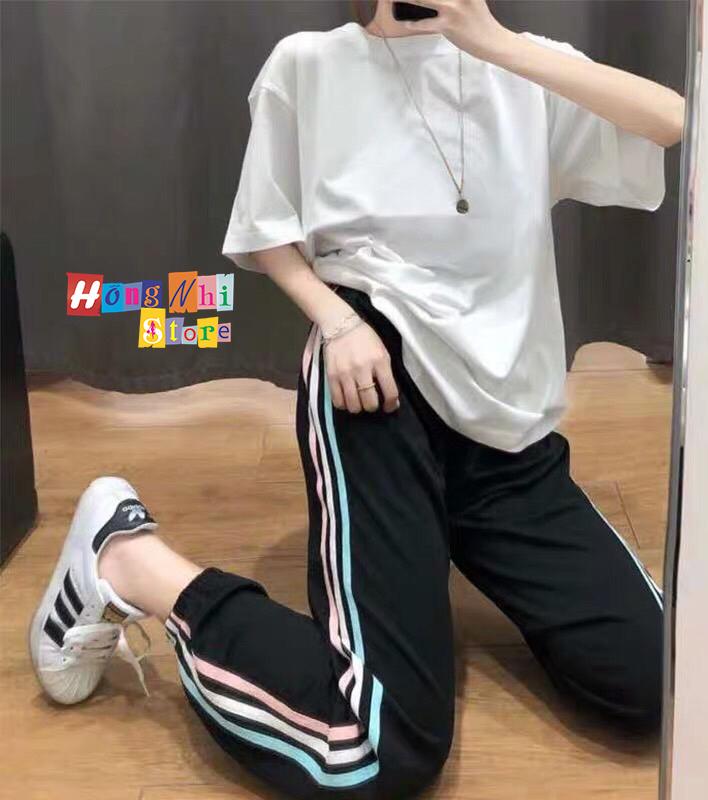 Quần Jogger 2 Line Unisex Lưng Thun 3 Sọc Bo Lai Dáng Rộng - MM