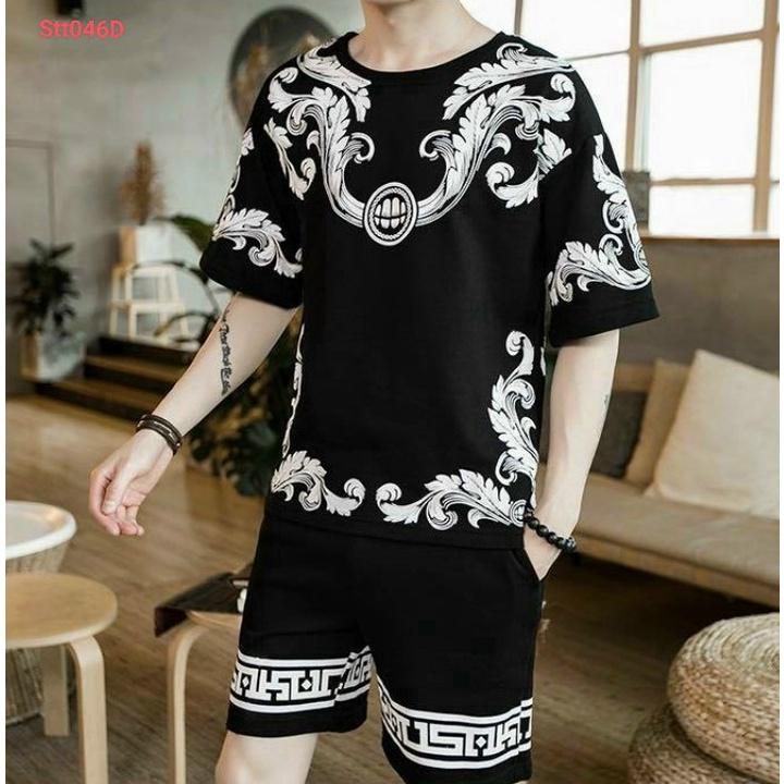 Đồ Bộ Thể Thao Nam Nữ HOA VĂN LÁ - Set Quần Áo bốn mùa đẹp cao cấp mặc nhà đi chơi thoải mái 01