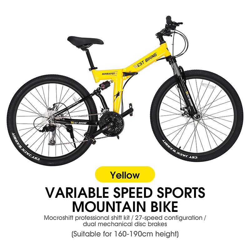 Tây Đạp Xe Có Thể Gập Lại 27.5 Inch Xe Đạp 27 Tốc Độ BMX Xe Đạp MTB Nam Nữ Chống Sốc Phanh Đĩa Cơ Xe Đạp Color: 27.5 inch Army Green Size: 27.5inch   Number of speeds: 27