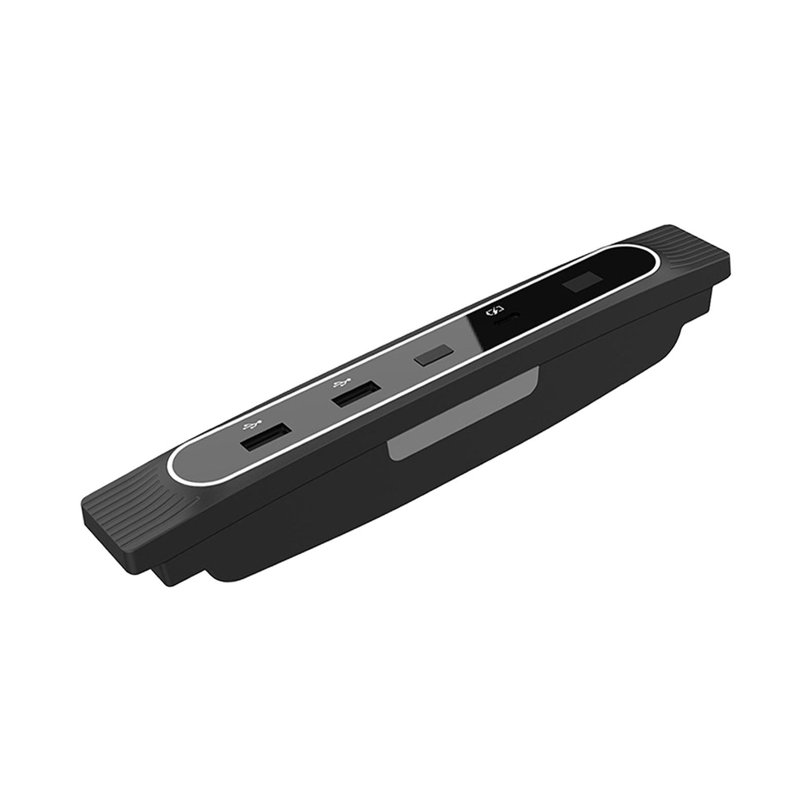 3 in 1 Car USB Hub Adapter, Multiport Intelligent Extension Accessories Digital Display Type-C + 2 USB Docking Station, for Model Y 3