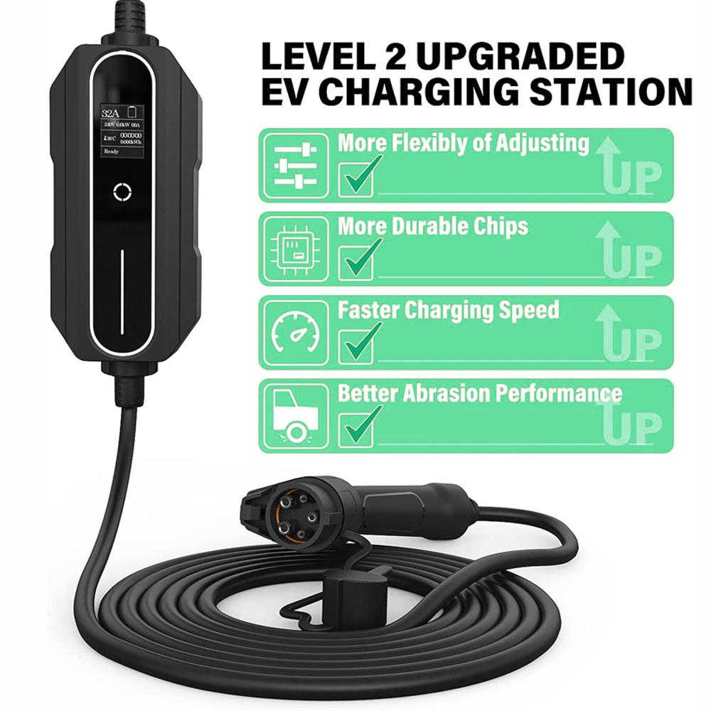 Bộ sạc EV di động 10 mét Type 1 J1772 Type 2 32A Single Phase 7.2kW Cấp 2 10M Xe điện CEE CEE