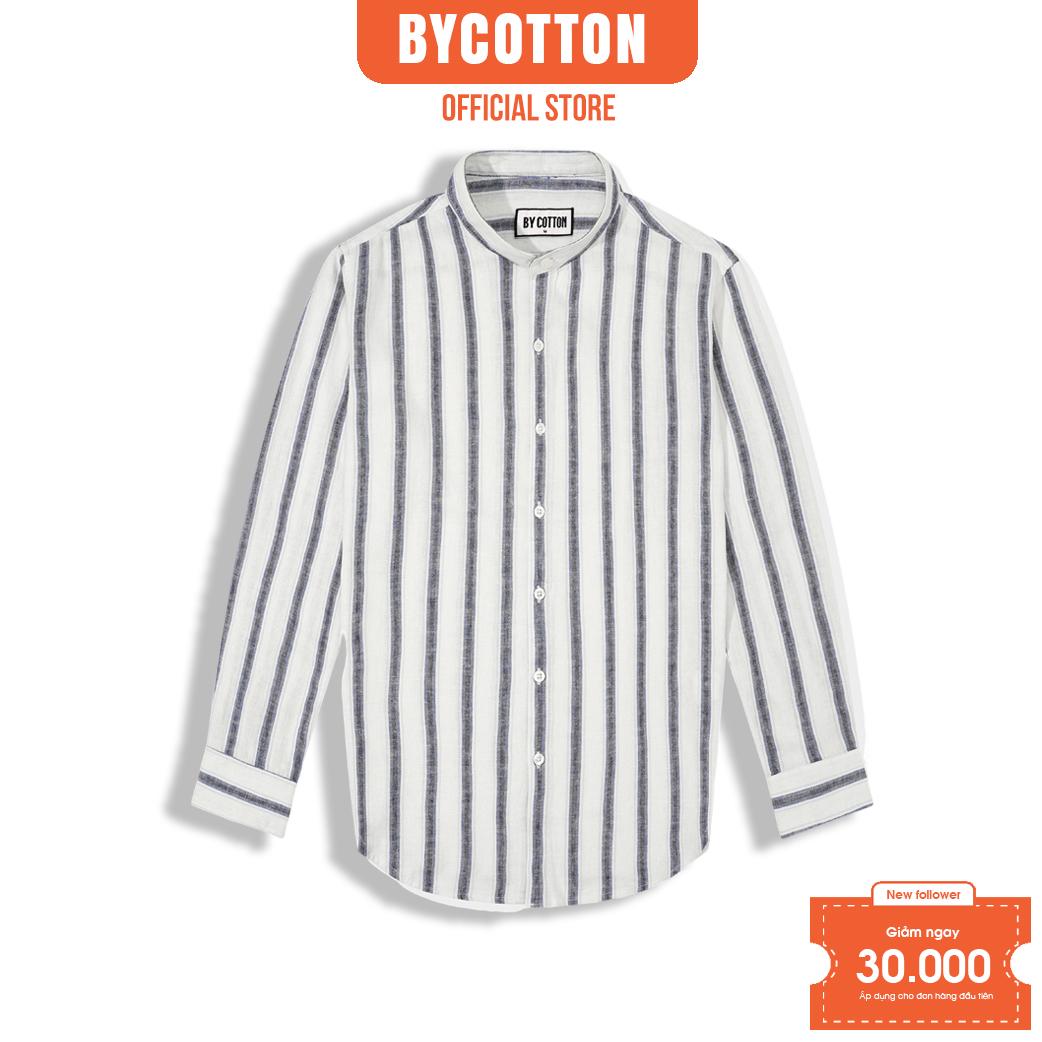 Áo Sơ Mi Nam Dài Tay Xanh Phối Sọc BY COTTON Linen Blue Stripes Shirt