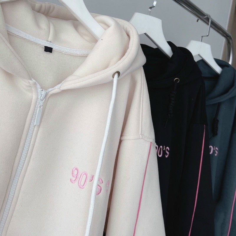 Áo Khoác Dây Kéo Nỉ Form Rộng Unisex ICON THÊU TRÁI TIM 90s, Áo Khoác Dây Kéo Nỉ Form Rộng Unisex ICON THÊU TRÁI TIM 90s