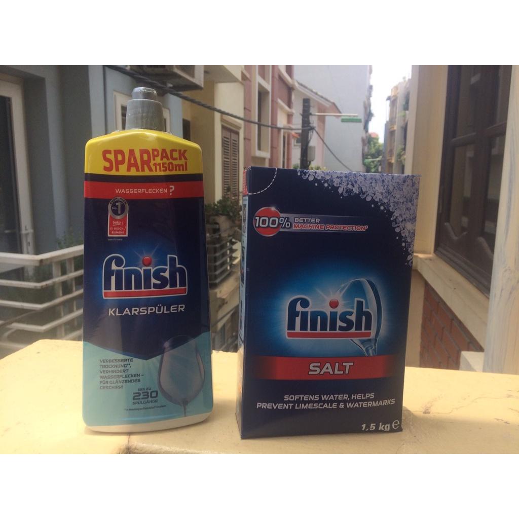 Combo Muối Finish 1.5kg + Nước làm bóng  finish 400ml + tặng que thử nước cứng