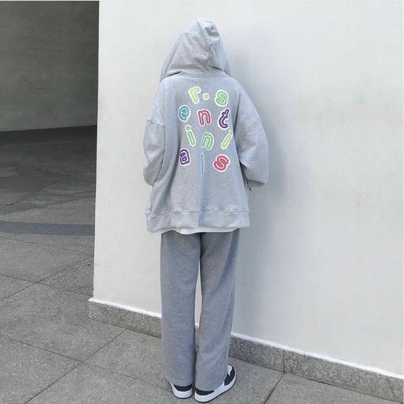 Áo khoác nỉ Ulzzang unisex zip kéo form rộng in chữ nhiều màu,Áo hoodie nữ chống nắng chống lạnh thời trang thu đông