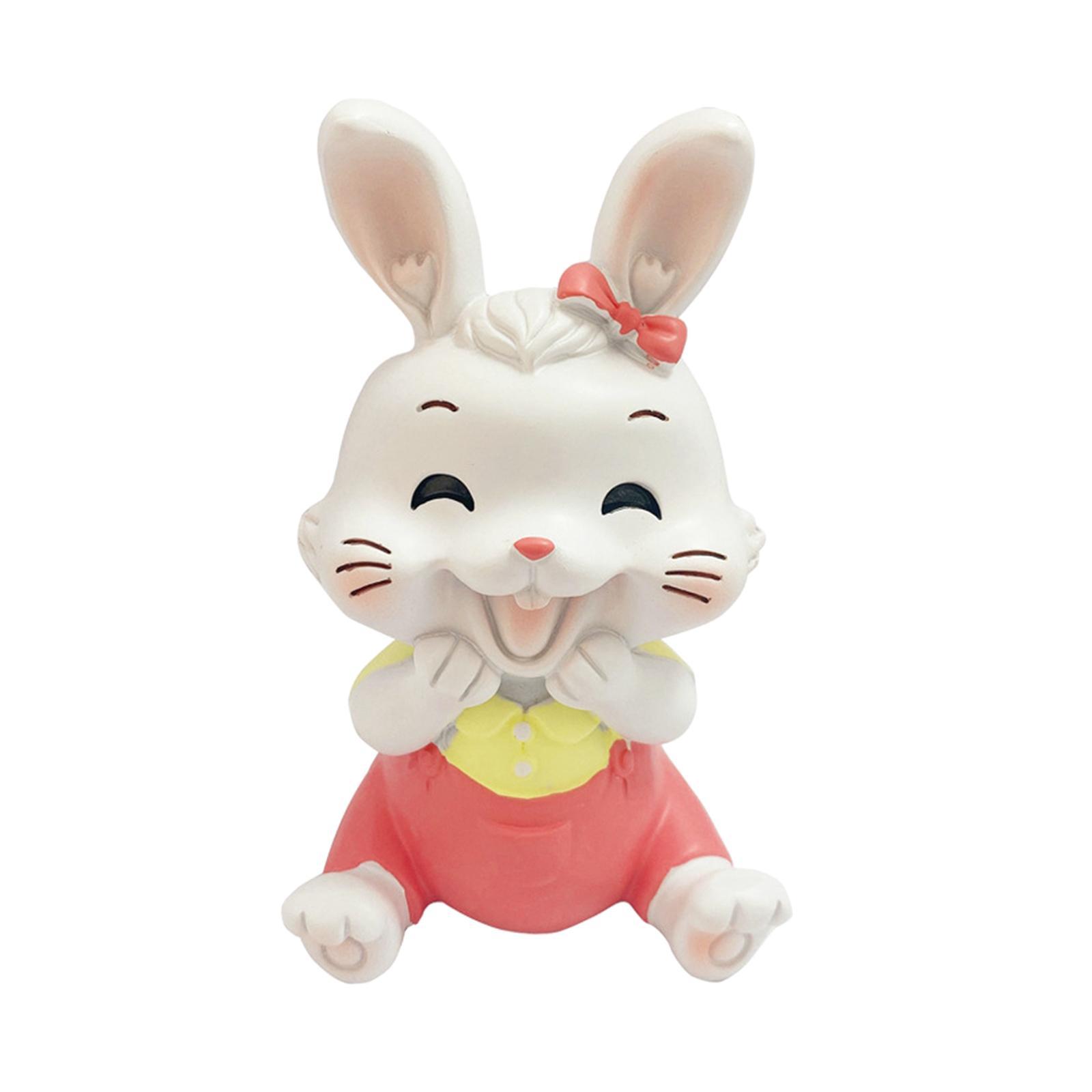 2 Rabbit Statue Animal Figures Art Sculpture for Office