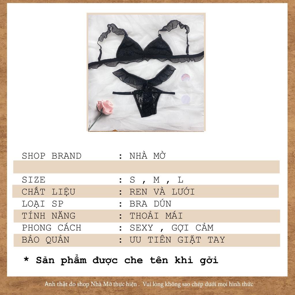 Set bra dún nữ CÁ CONCEPT bra ren phối lưới không gọng không mút 3 màu