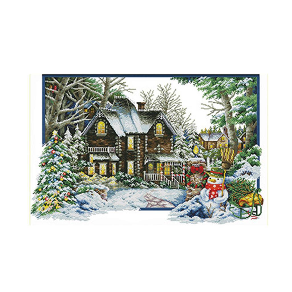 DIY Stamped Cross Stitch Winter Kits Thread Needlework Embroidery Printed