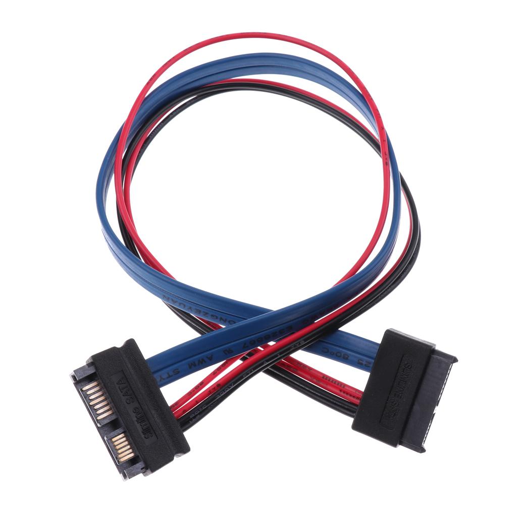 1Pcs SATA Cables Serial ATA 7+6Pin Male to 7+6Pin Female Extension 30cm