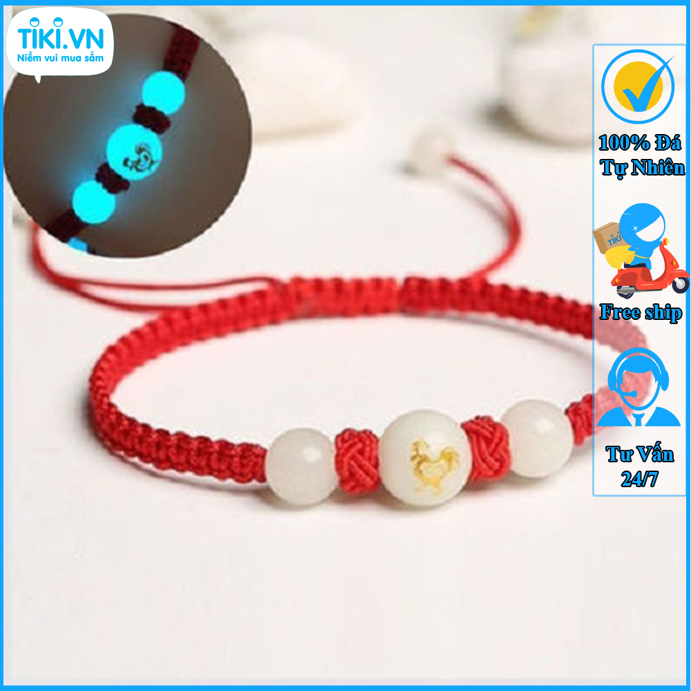 Vòng tết chỉ đỏ con giáp tuổi dậu - Vòng tay đá hình con gà - May mắn tài lộc - Bảo hành 12 tháng