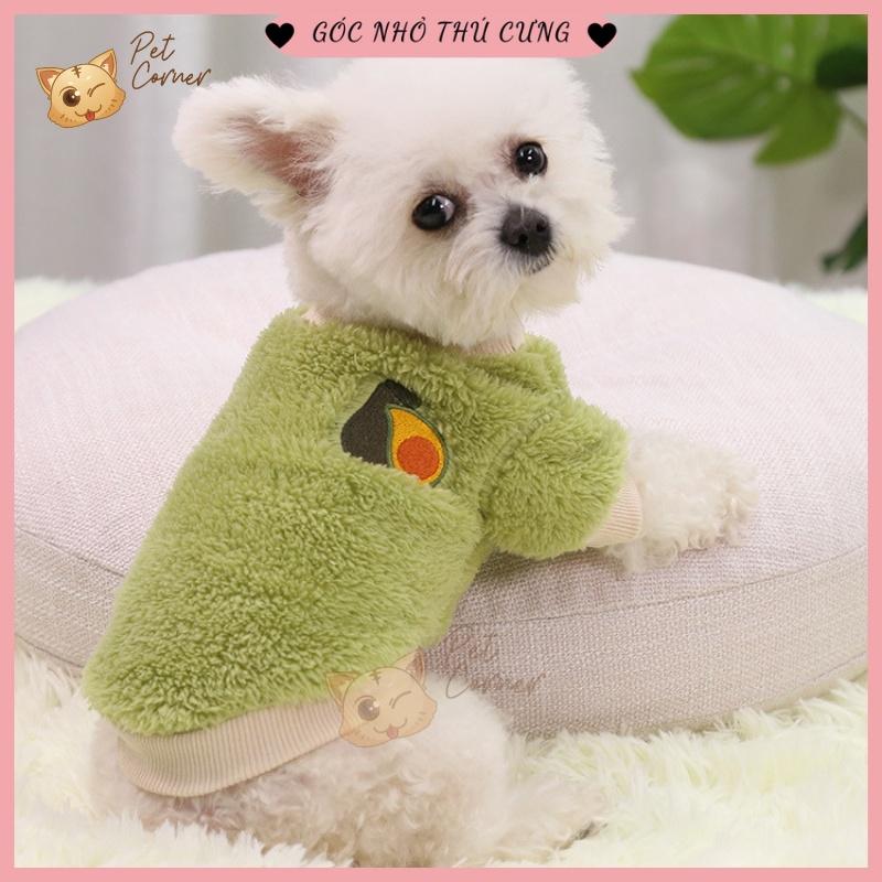 Áo nỉ lông thêu họa tiết trái cây cho thú cưng, áo cho chó mèo mùa đông
