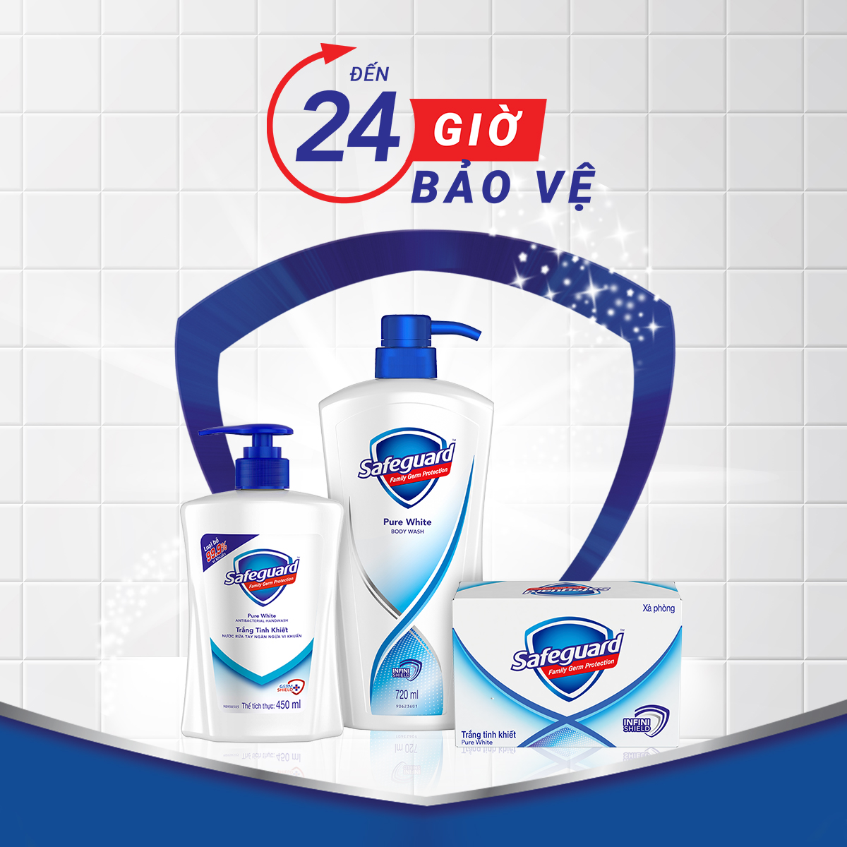 Combo 3 Nước Rửa Tay SAFEGUARD Trắng Tinh Khiết 450ml