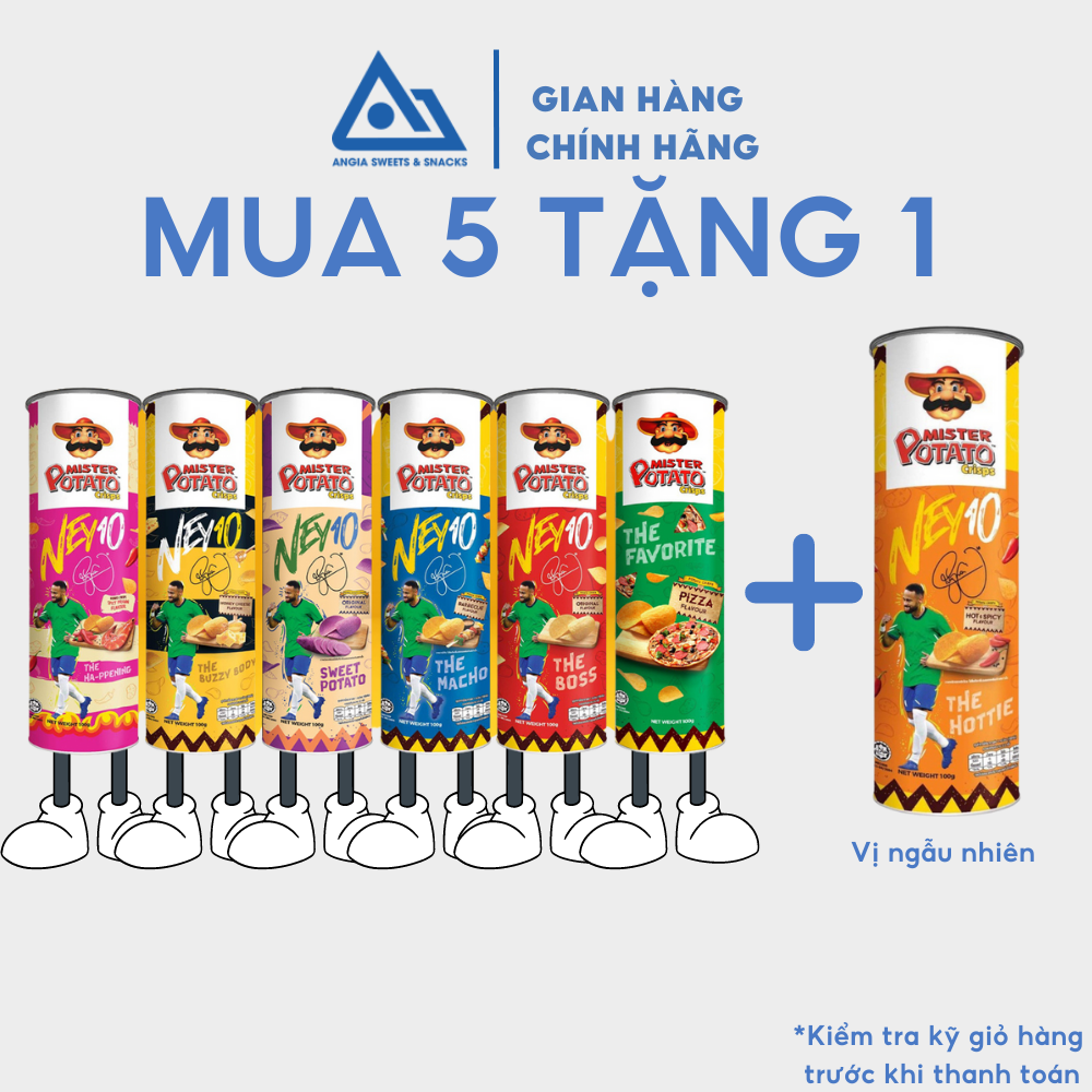 Snack khoai tây chiên vị Nướng Mister Potato bimbim có hình Neymar 100g An Gia Sweets Snacks