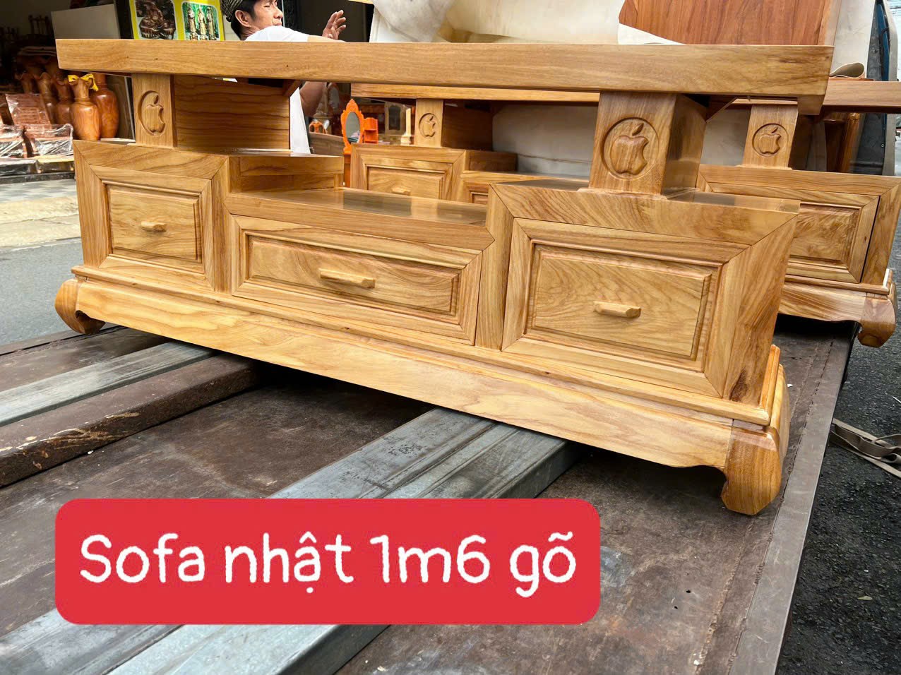 Kệ cóp tivi sofa nhật gỗ gõ đỏ-Ngang 1m6-1m8-2m