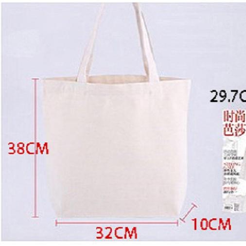 Túi vải Canvas trơn không khóa kéo kích thước 33cmx38cmx10cm