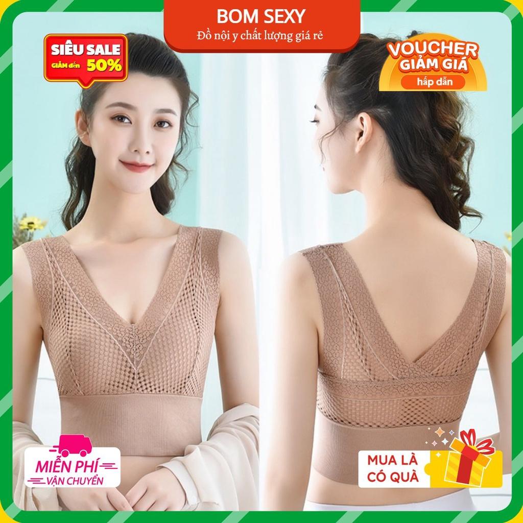 Áo ngực nữ thể thao liền mảnh phối ren cực đẹp – Áo lót ống hở lưng đệm lót cao su yoga