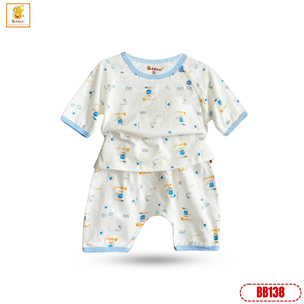 Đồ bộ cho bé gái, bé trai Babiboo vải cotton in hình dễ thương BB138