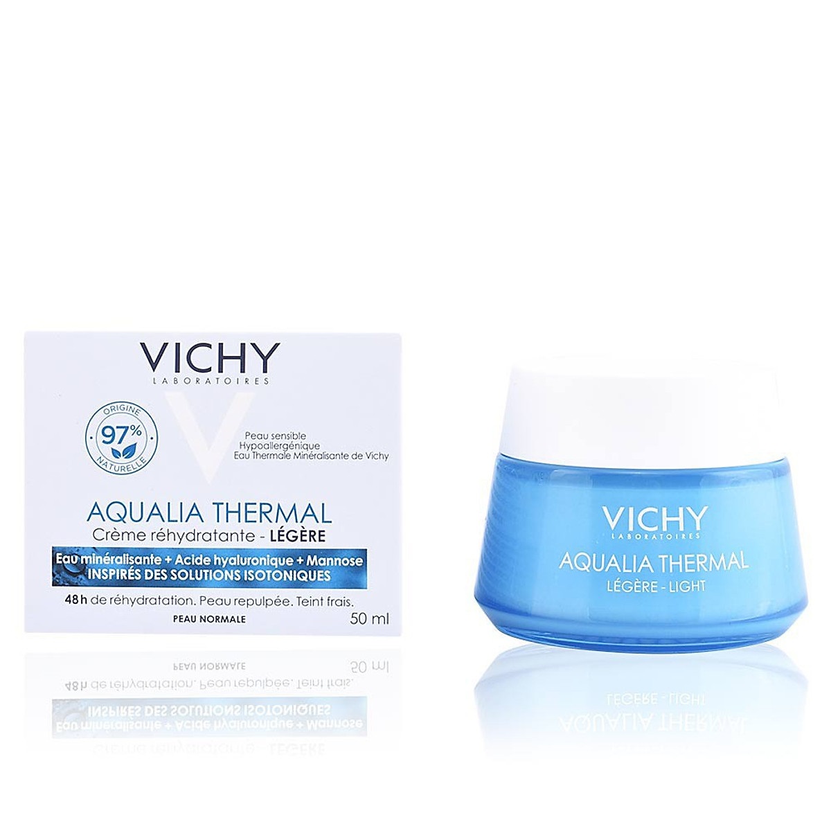 Kem Dưỡng Ẩm Kích Hoạt &amp; Giữ Nước Cho Da Thường &amp; Da Khô Vichy Aqualia Thermal Rehydrating Cream - LIGHT  (50ml) + Quà Tặng