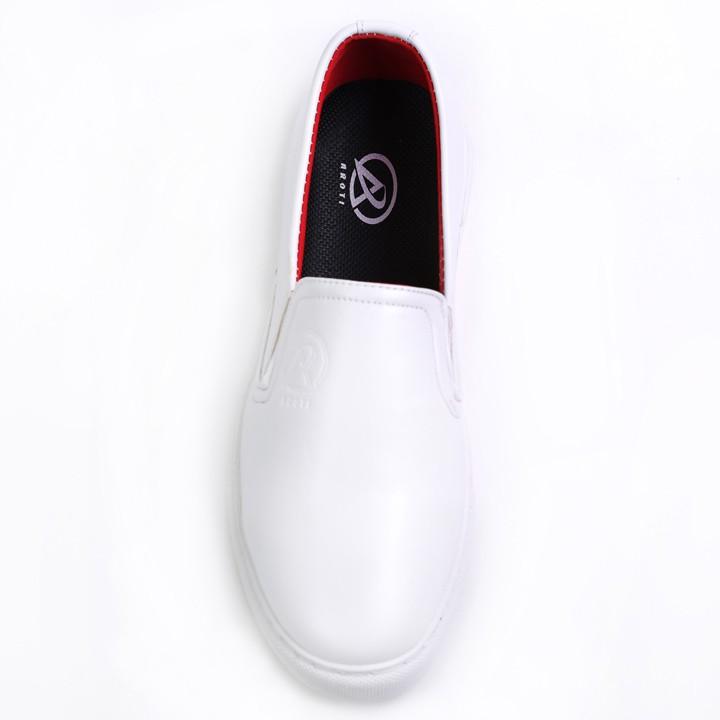 Giày Slip On Nam Aroti Đế Khâu Chắc Chắn Phong Cách Đơn Giản Màu Trắng - M498-TRANG(ĐG)-Kèm Đón Gót Sừng