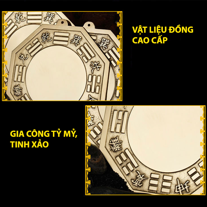 Gương Tiên Thiên Bát Quái, Gương Bát Quái Cầu Lồi Đồng Nguyên Chất - Rước tài lộc, Xua đuổi tà m-a, Trấn trạch mang lại bình an
